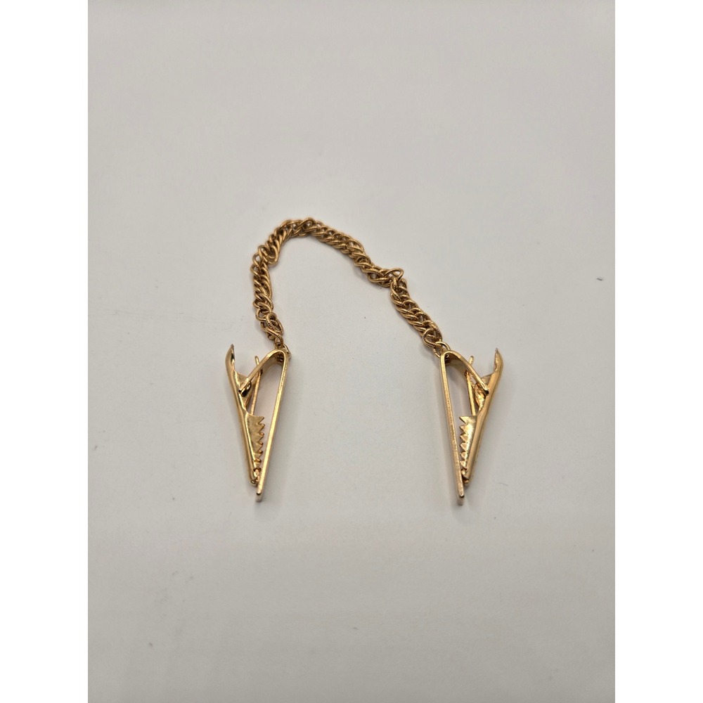 Vintage Gold Tone Sweater Guard Clips Cardigan Shawl Chain PAT 2855761